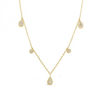 Diamond Pear Shaped Station Drop Necklace